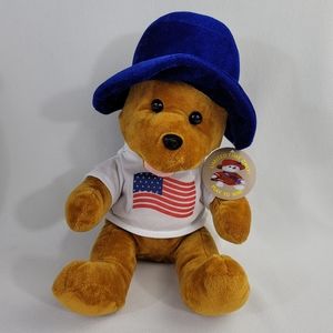 Crane Machine Patriotic Teddy Bear In Blue Hat Plush